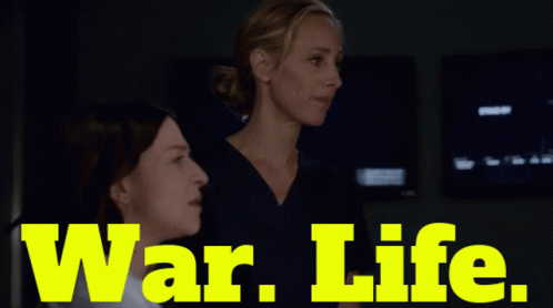 Two Women with War Life in Yellow