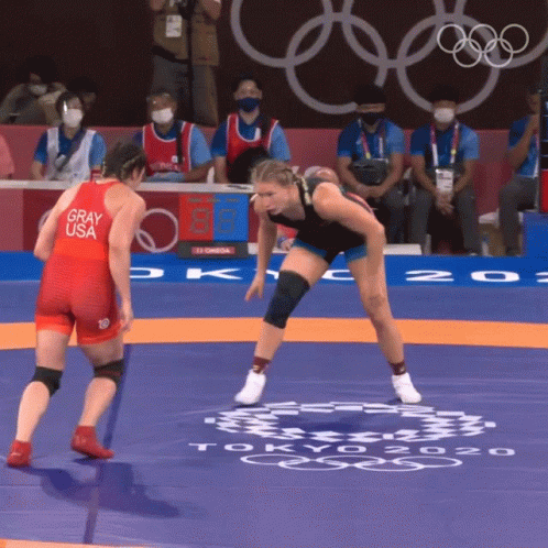 Two Women Wrestling on Tokyo 2020 Mat