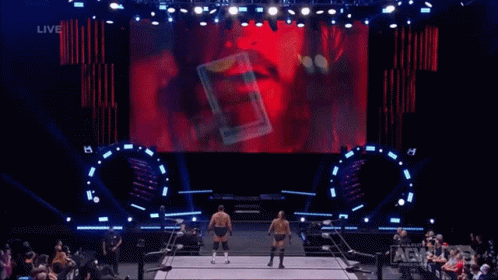 Two Wrestlers Before Screen Saying Live