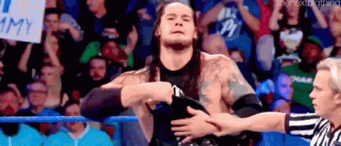 Two Wrestlers Fighting In Ring Sign Go To WWENetwork.com GIF