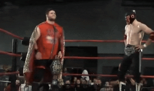 Two Wrestlers One Mask with Letter O
