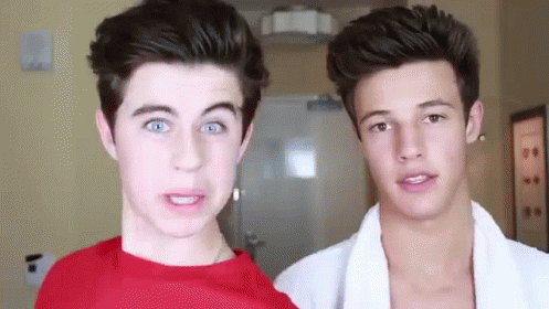 Two Young Men Making Funny Faces