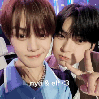Two Young Men Posing Nyu And Elf < 3 GIF