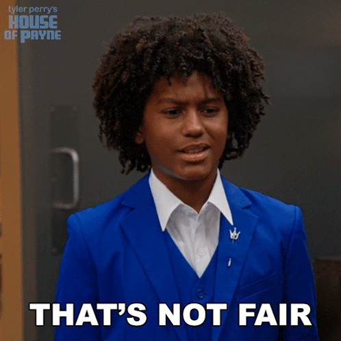 tyler perry 's house of payne shows a young man in a blue suit saying " that 's not fair "