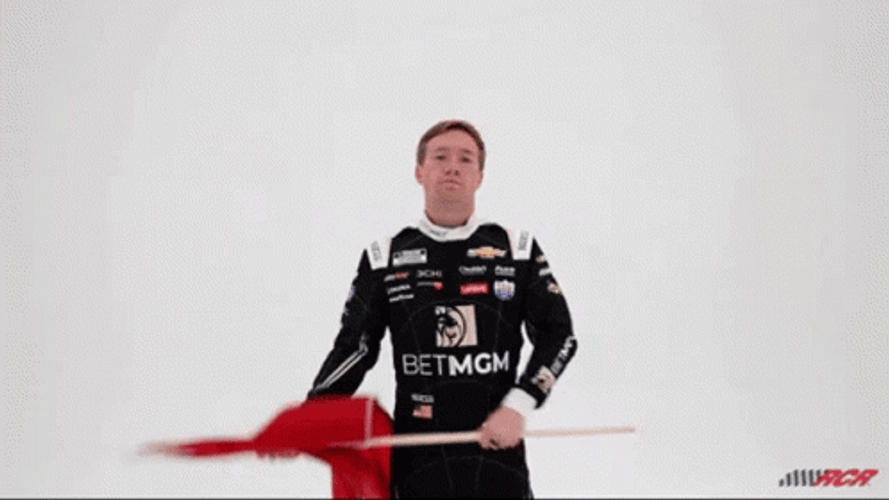 Tyler Reddick Waves Red Flag GIF