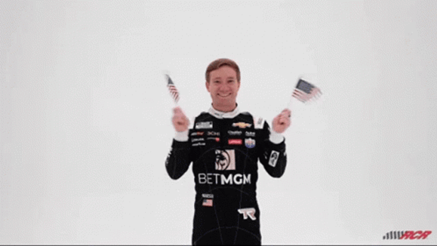 Tyler Reddick Waving Flag GIF