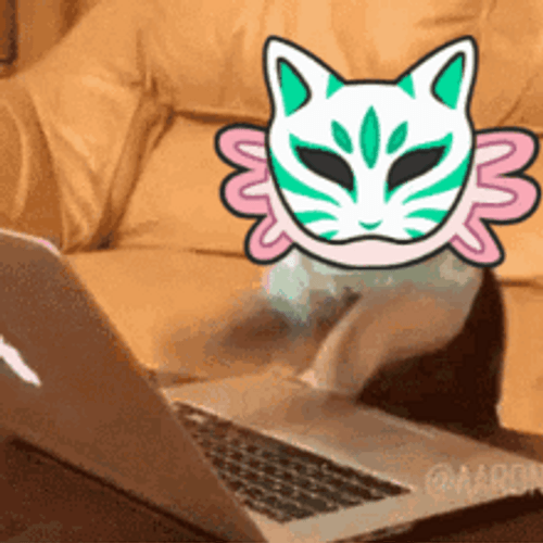 Typing Cat Masquerade Mask GIF