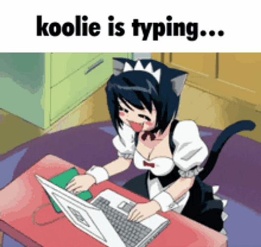 Typing Koolie Cat Maid GIF