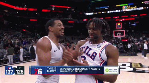 Tyrese Maxey Congratulated by Player