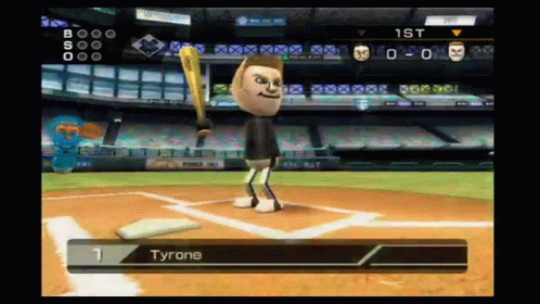 Tyrone Is Playing A Video Game With A Baseball Bat GIF