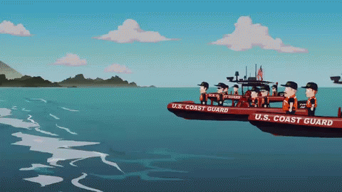U.s. Coast Guard Boats Are Floating In The Ocean GIF
