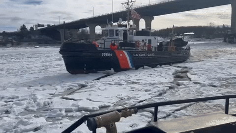 U.s Coast Guard On The Ice Water GIF