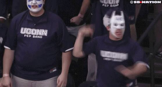 Uconn Fan With Mask GIF