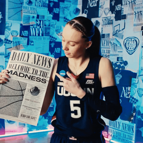 Uconn Paige Bueckers Showing Newspaper GIF