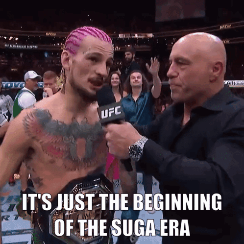 UFC Reporter Interviewing Man With Pink Hair
