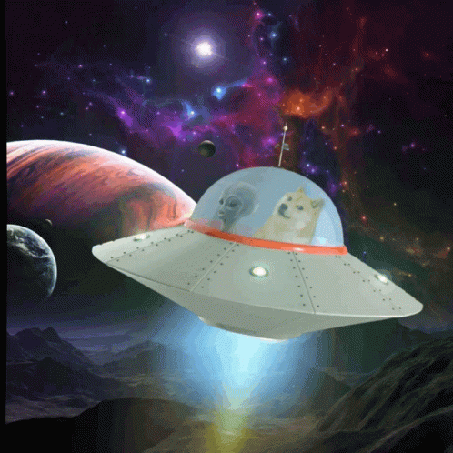 Ufo Alien Abducting Dogecoin GIF