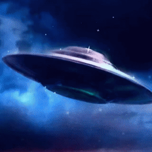 UFO Flying In Cloudy Sky GIF