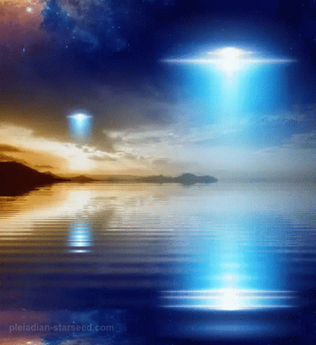 Ufo Night Sky Blue Lights GIF