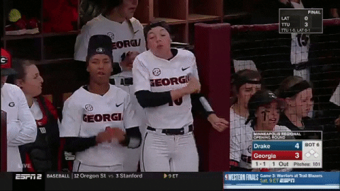 Uga Bulldogs Softball Team On Bench GIF