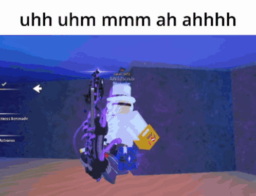 Uhh Uhm Mmmm Ah Ahhhh Is Written Above A Person In A Video Game GIF
