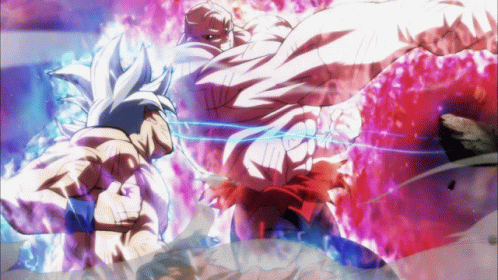 Ultra Instinct Goku Figting Jiren GIF