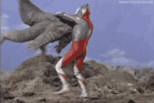 Ultraman Throw Villain Monster Winning GIF
