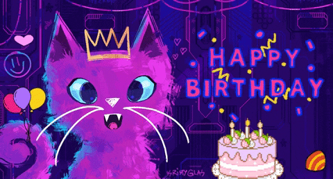 Ultraviolet Happy Birthday Cat Smiling GIF