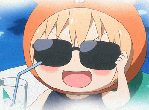 Umaru Chan Drinking In Beach GIF