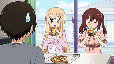 Umaru Eating Pizza With Nana GIF