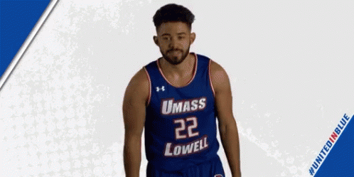 UMass Lowell Basketball Player In Blue Uniform GIF