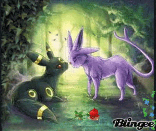 Umbreon Espeon Pokemon Forest GIF