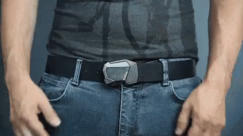 Unbuckling Black Leather Belt Tutorial GIF