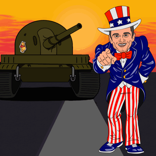 Uncle Sam Pointing at Tank with Winnie the Pooh Sticker