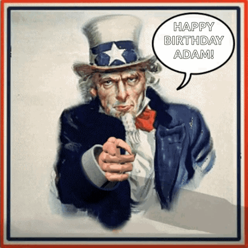 Uncle Sam Pointing Happy Birthday Adam