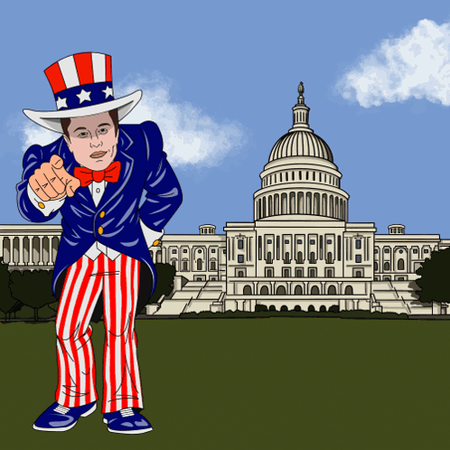 Uncle Sam Pointing in Front of Capitol