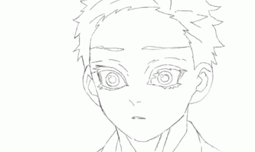 Uncolored Smiling Akaza GIF