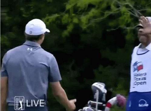 Under Armour Man Shaking Hands With Texas Open Shirt Man GIF