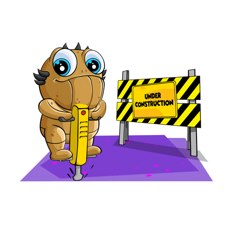 Under Construction Bush Hammering Creature GIF