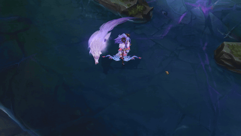 Unicorn And Wolf Floating In Water GIF