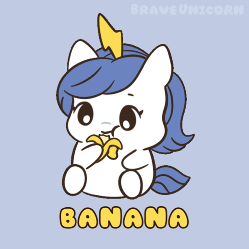 Unicorn Eating Banana With Word Banana