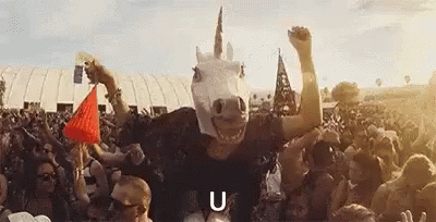 Unicorn Fan Enjoys At Coachella GIF