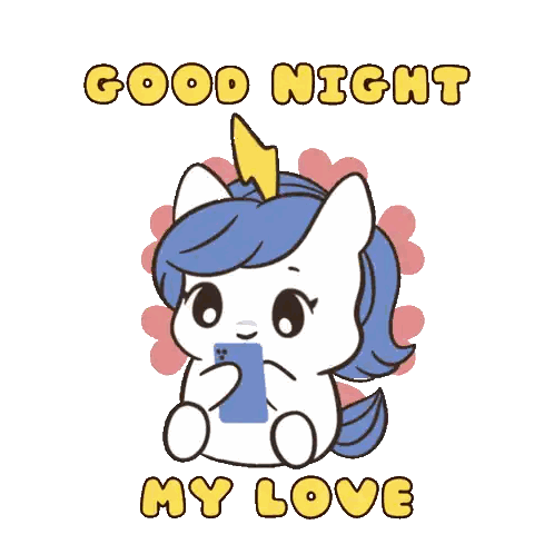 Unicorn Holding Cell Phone Saying Good Night My Love