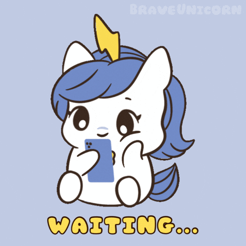 Unicorn Holding Cell Phone Waiting