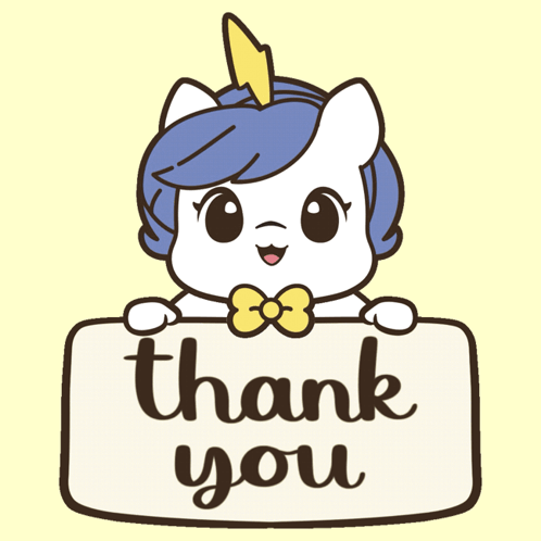 Unicorn Holding Sign Saying Thank You