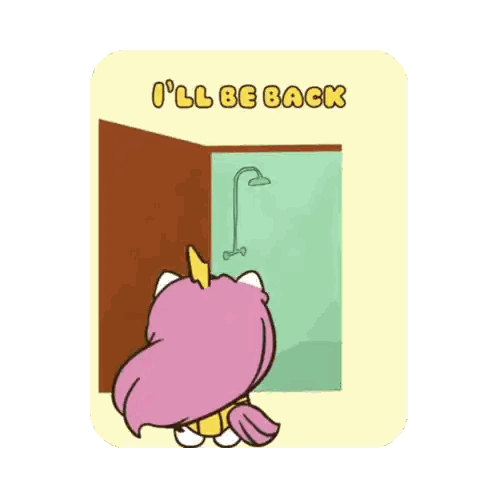 Unicorn Looking Into Shower With I'll Be Back