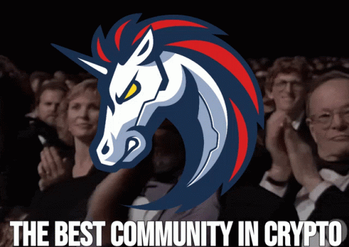 Unicorn Poster Saying The Best Community In Crypto GIF
