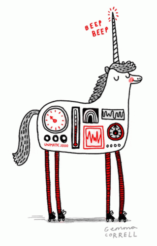 Unicorn With Beep Beep On Horn GIF