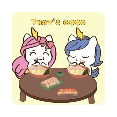 Unicorns Eating Food Saying Thats Good