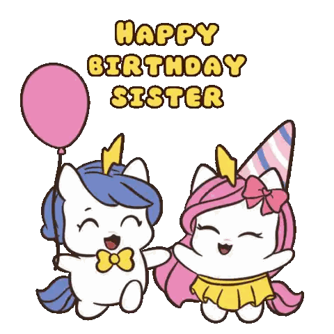Unicorns Holding Hands With Happy Birthday Balloon