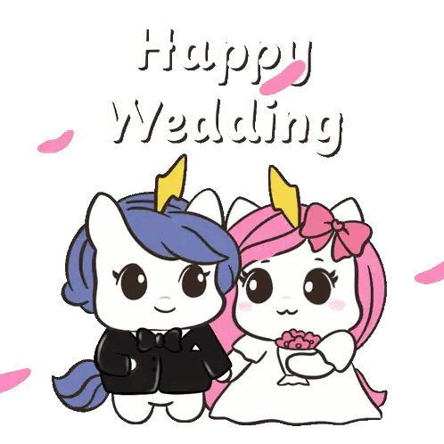 Unicorns With Happy Wedding
